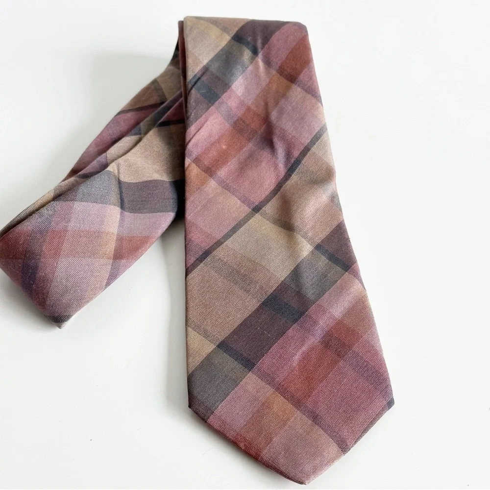 YSL Yves Saint Laurent Men’s vintage tie plaid silk